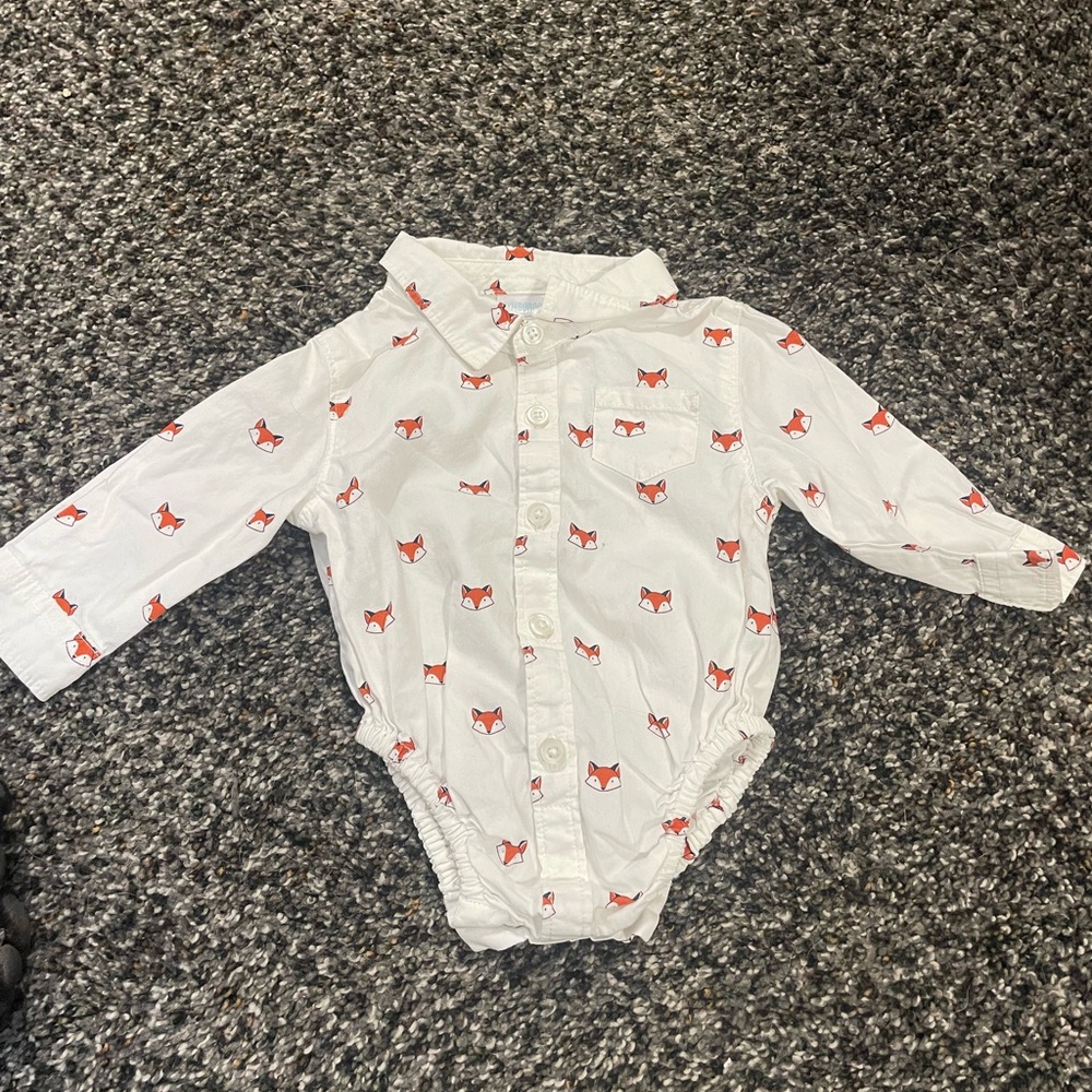 Cute Dressy Button Down One Piece Fox Print